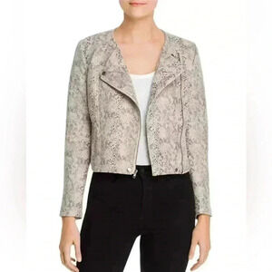 cupcakes and cashmere Isabell Snake-Print Moto Jacket Size XS